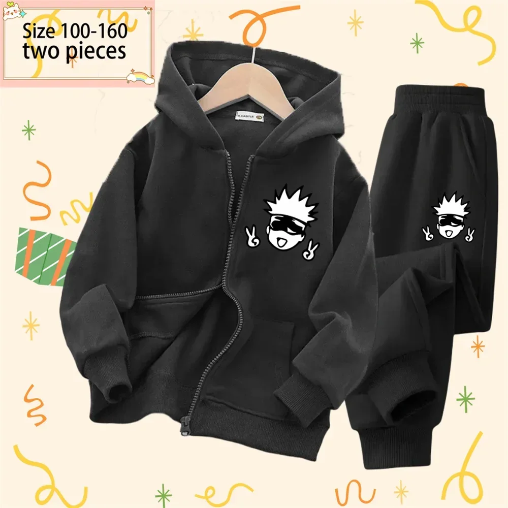 

Anime Cartoon Print Hooded Zipper Cardigan Children's Tracksuit Boys Girls Spring and Autumn Winter Tracksuit Suit for Ages 3-14