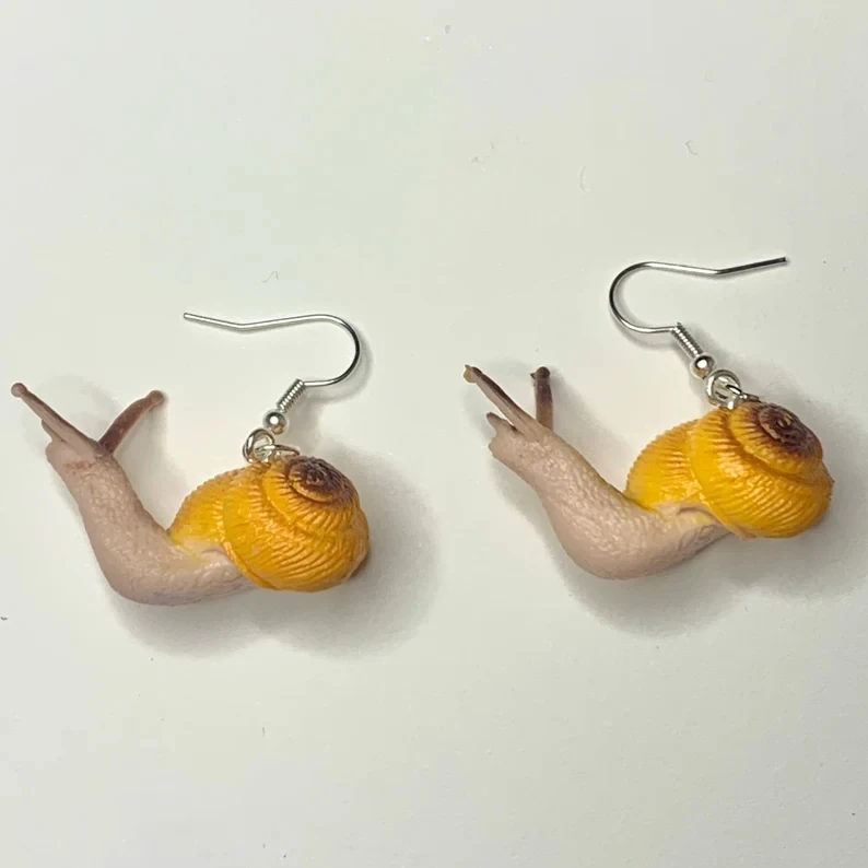 weird one of a kind woodland cottage core creature unisex plastic snail earring y2k