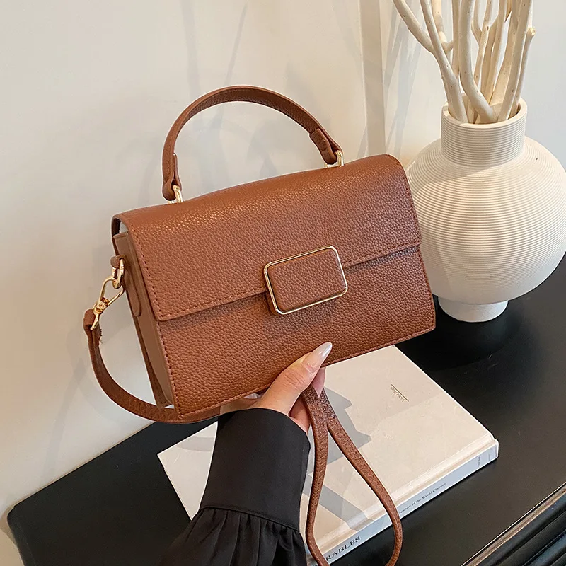 

One Shoulder Messenger Bag New Trendy Large Capacity Square Bag Simple Solid Color Korean Version Popular Foreign Style Women