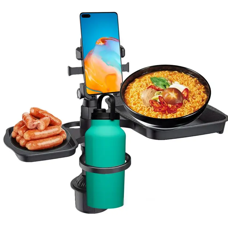 Car Cup Holder Tray 4-in-1 Cup Holder Table Adjustable Travel Food Table Tray Multifunctional Car Holder Expander 360-degree