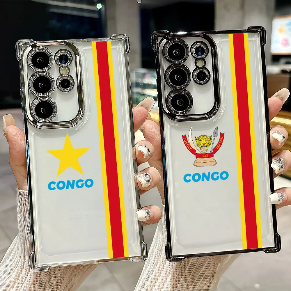 

The Congo Flag LOGO Funda For Samsung S26Ultra Phone Case For Galaxy S25 FE S26 S24 S23 S22 S21 Ultra S20 Plus S25FE Clear Cover