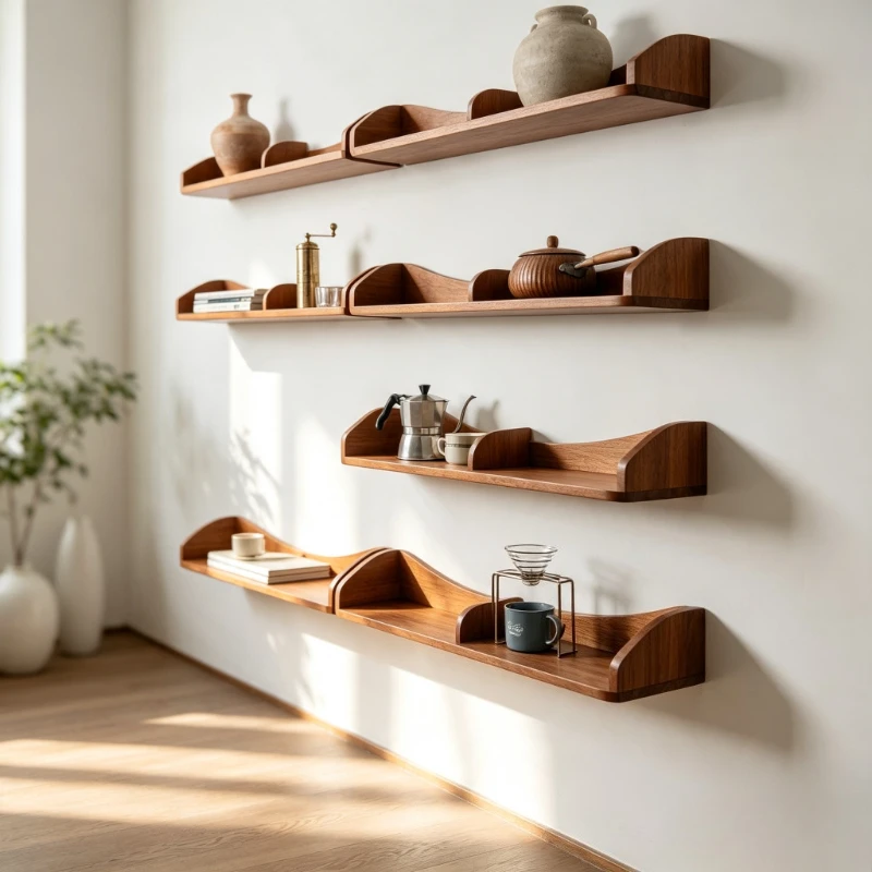 Solid Wood Floating Shelf Wall Mounted Bookcase Display Stand Wide Rustic Storage Rack for Office Study Room Decor Organization