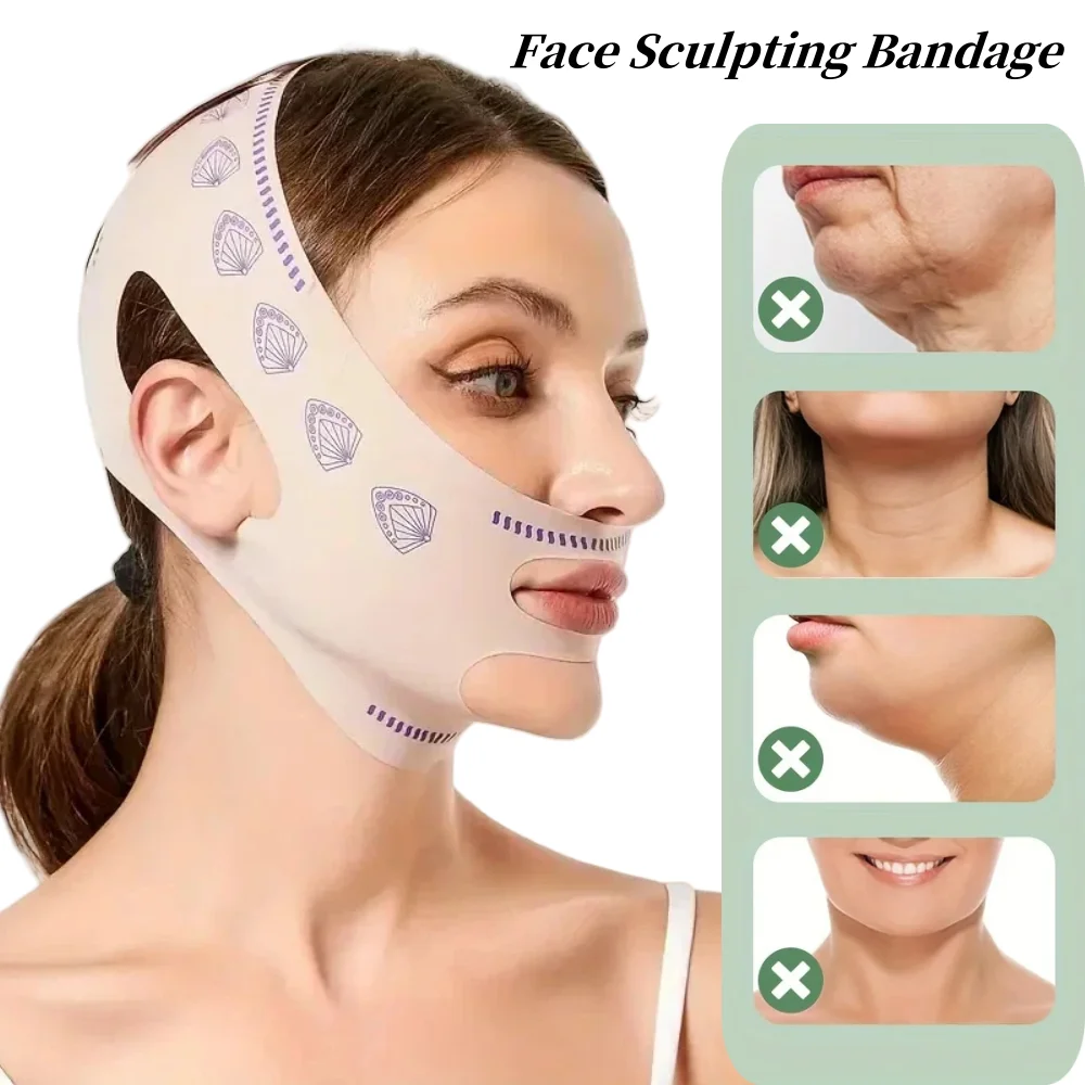 Beauty Face Sculpting Sleep Bandage, Double Chin Reducer, V-Shaped Slimming Face Mask, Reusable Facial Lifting Beauty Tool