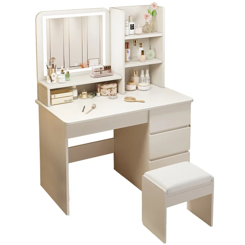 

Makeup table simple bedroom bedside storage integrated girls table and chair combination small light luxury dresser