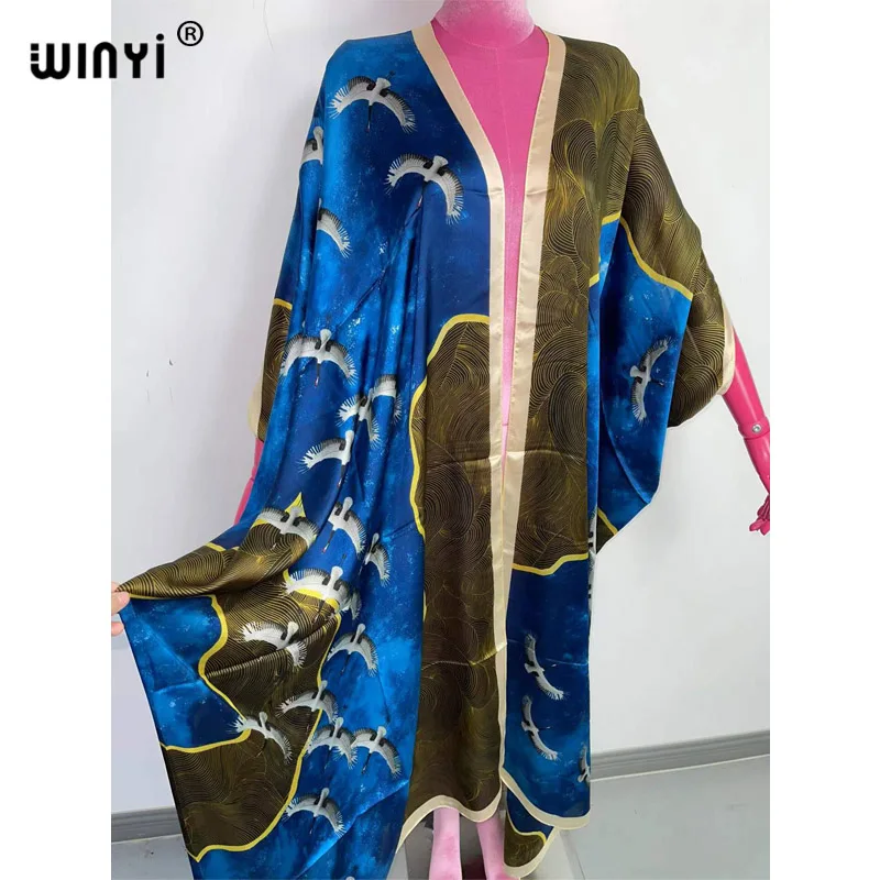 WINYI-kimono europeo para mujer, cárdigan de manga larga para cóctel, sexy, bohemio, para playa, para vacaciones africanas, 2022