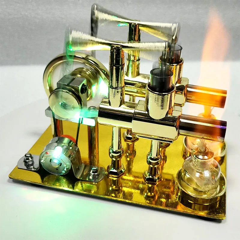 

Two-cylinder Stirling Engine Model Generator Steam Engine Physics Experiment Popular Science Production Invention Toy