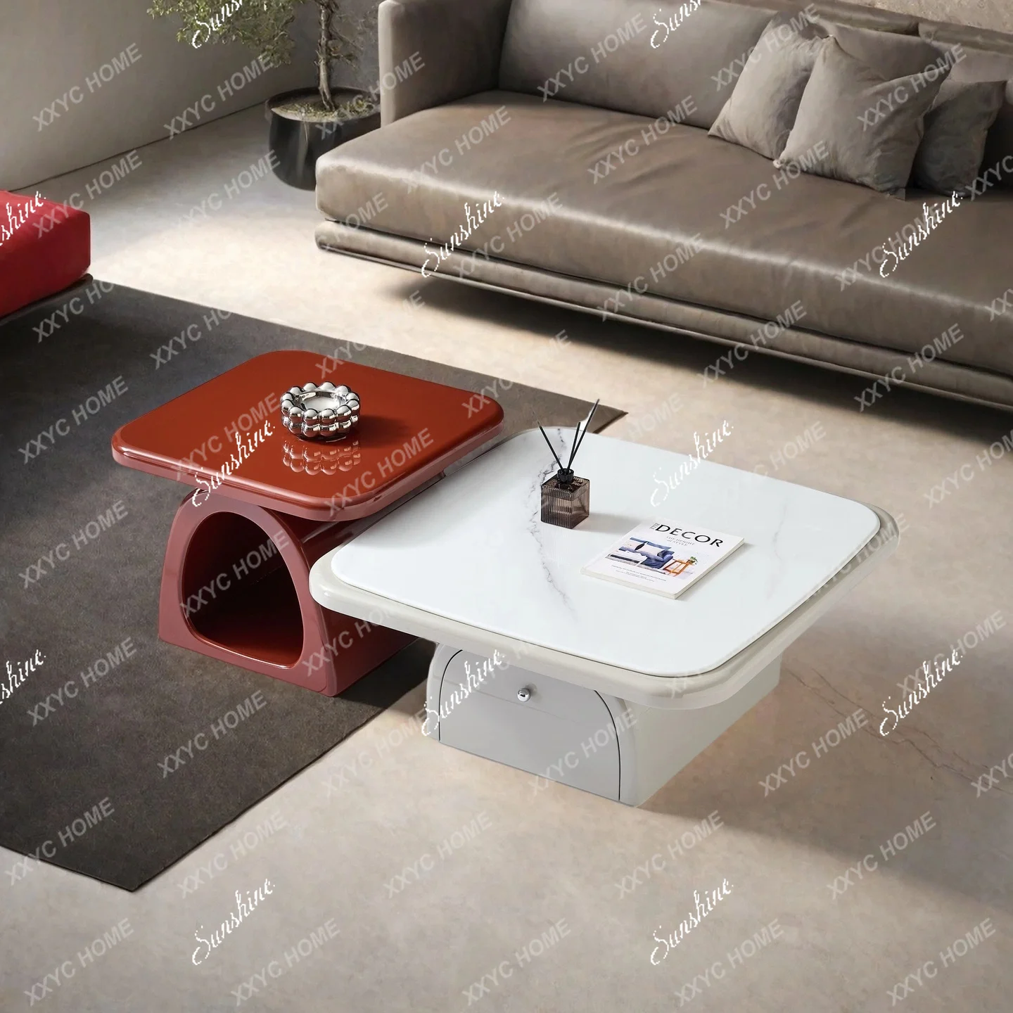 Simple modern living room home piano paint small apartment creative rock slab edge several combinations