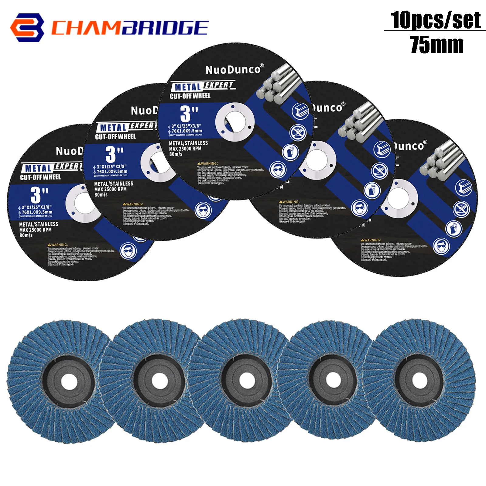 

10pcs/set 75mm Resin Cutting Disc Flap Grinding Disc Mini Saw Blade Angle Grinder Polishing Wheel for Metal Steel Wood Plastic