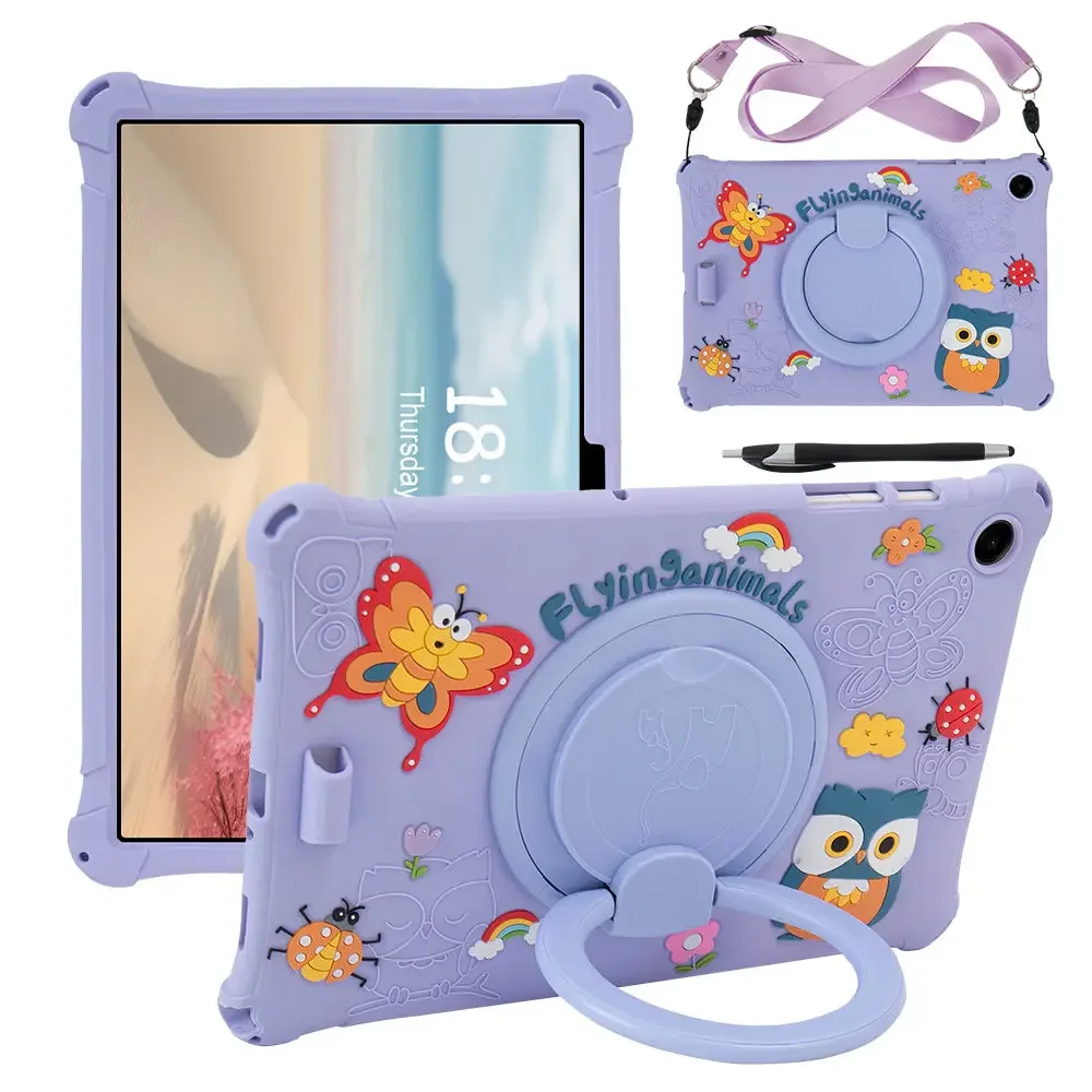 For Samsung Galaxy Tab A11 Plus Case 11inch A11+ 2025 A9+ 11'' 2023 Soft Silicone Tablet Cover Rotating Shockproof Back Shell