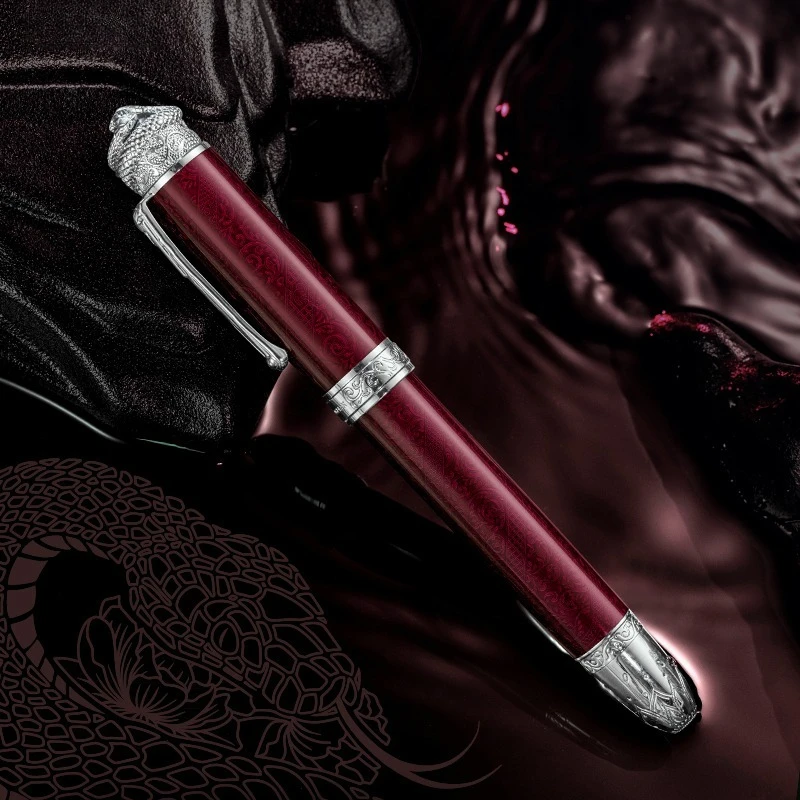 

Металлические перьевые ручки Hongdian Snake 2022, EF/F, наконечник 0,38/0,5 мм, роскошная чернильная ручка, деловые канцелярские принадлежности, ручки для письма, офисные принадлежности