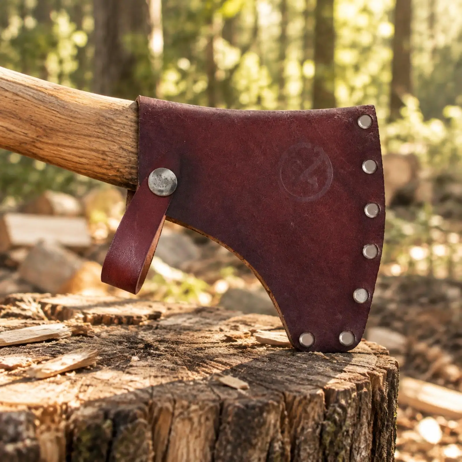 Durable Leather Axe Head Protector Cover for Hatchet with Strap and Rivets for Safe Storage Carry