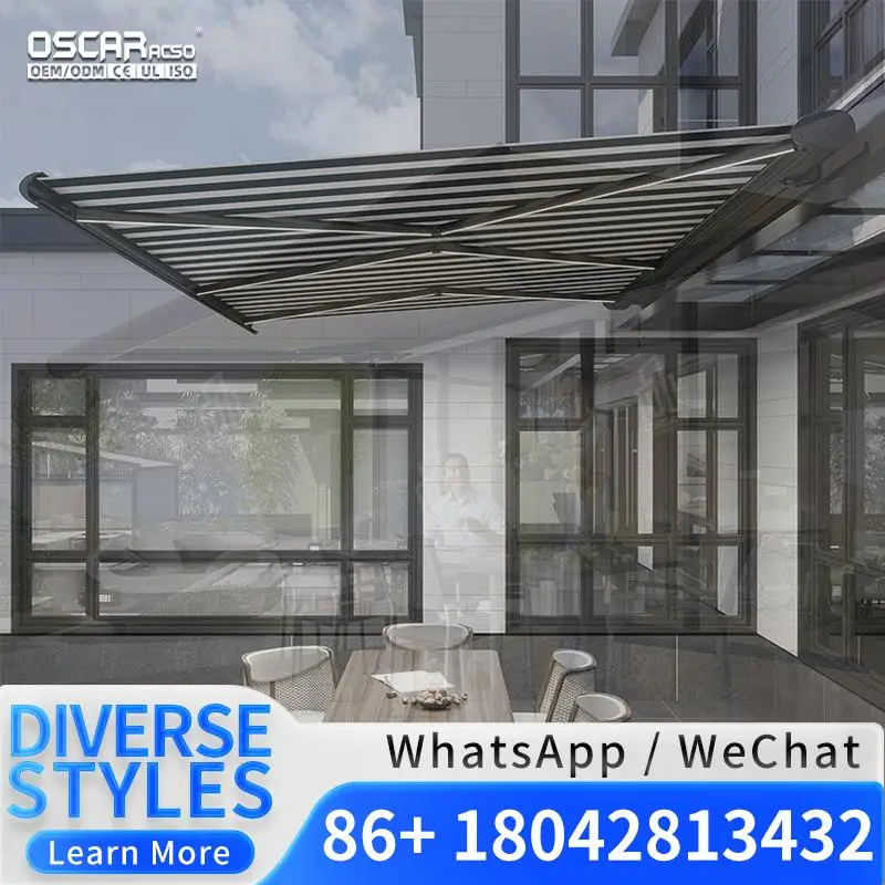 Motorized Retractable Aluminum Awnings for Outdoor Patio and Balcony in US European Deluxe Usage Scenarios Retractable Awning