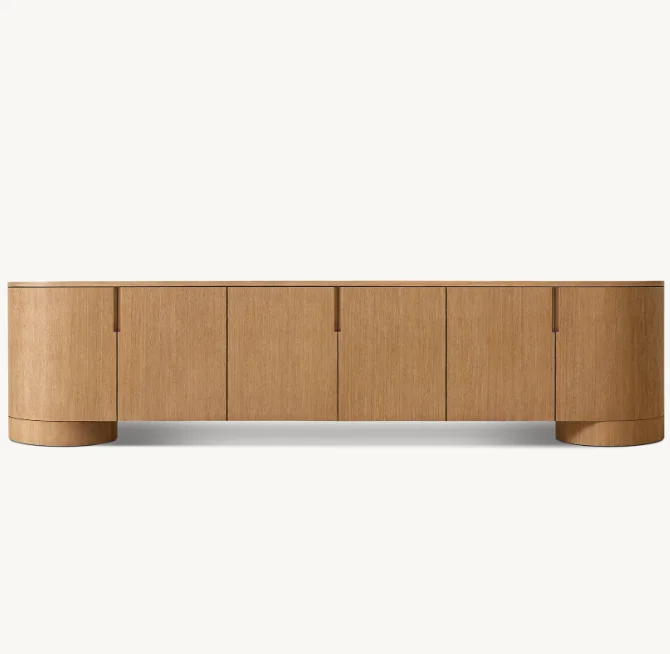 

# Luxury American Style Living Room Furniture Set Oak Solid Wood TV Cabinet Modern 6-Door Low Media Console