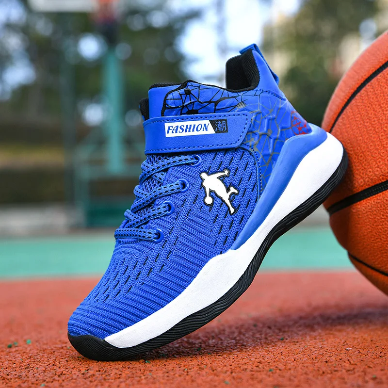 Zapatillas de baloncesto para niños, nuevo estilo, zapatillas deportivas para niños y niñas, zapatillas deportivas transpirables de malla a la moda