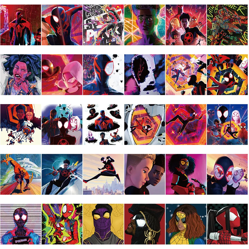 10/30/62PCS Disney Cartoon SpiderMan Stickers Across the Spider-Verse Graffiti DIY Phone Skateboard Bike Wall Decals Kids Toys