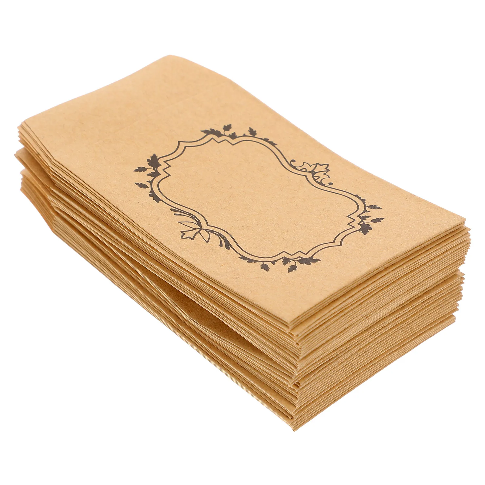 

50pcs Kraft Paper Self Adhesive Small Size for Money Cards Medication Storage Plant Seeds Office Supplies Craft Items Long