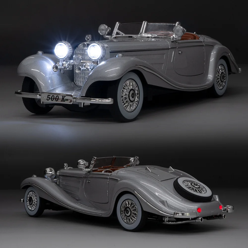 

1:24 500K Classic Vintage Car Alloy Simulation Diecast Metal Model Car Sound Light Collection Kids Toy Gifts