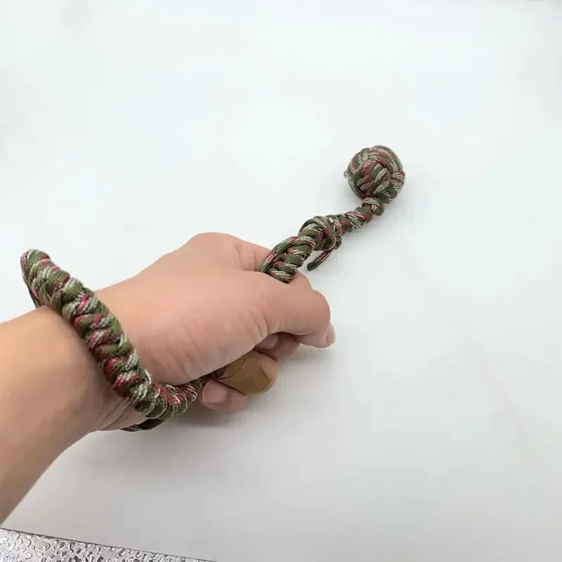 Pulsera de látigo de puño de mono DIY, cuerda de autodefensa EDC para exteriores, bola de acero, rompeventanas rotas, herramientas de llavero de