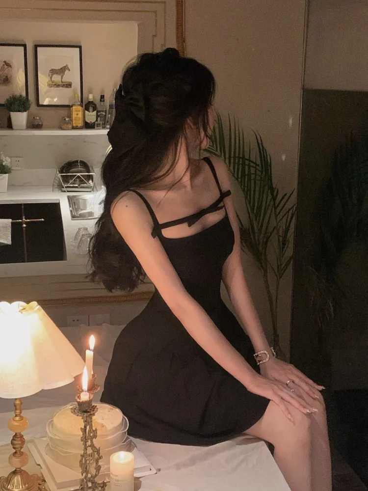 Estate Y2K Spaghetti Strap abiti da sera da sera solido elegante senza maniche Sexy a-line abito corto un pezzo Vestido Mujer