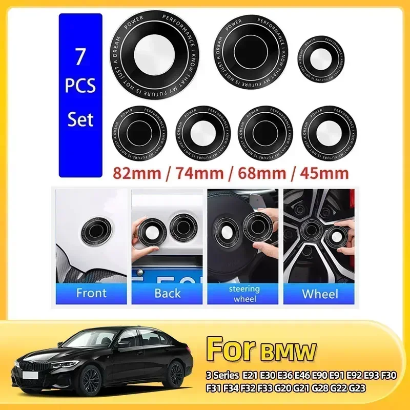 

7pcs 45mm 68mm 74mm 82mm Car Logo Front Hood Emblem rear boot badge for BMW E28 E32 E43 E52 E53 E63 E64 E93 E94 E87 F10 F20 F30