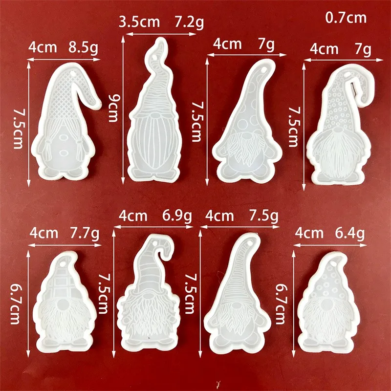 Christmas Dwarf Silicone Mold Xmas Tree Pendant Epoxy Resin Mold Handmade DIY Crafts Keychain Christmas Party Home Decoration