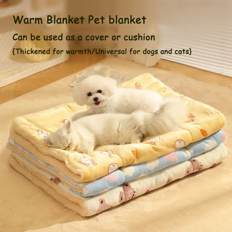 Warm Dog Blanket Cute Soft Pet Sleeping quilt mat Fluffy Comfortable Cat Cover Blanket Bed Thickened Warm Dog Cat kennel quilt