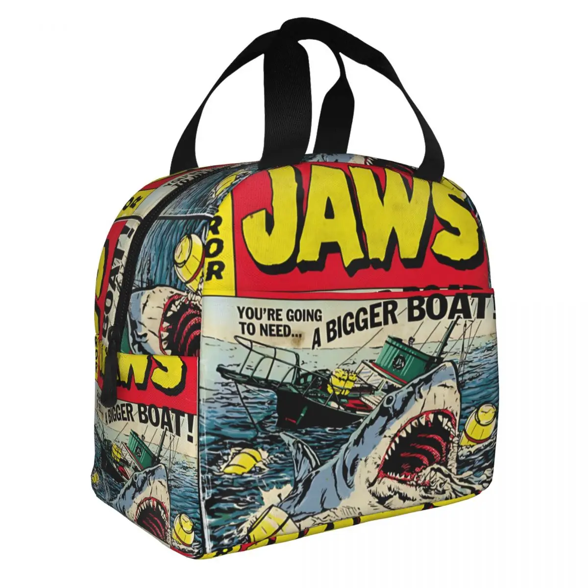 Jaws Comic Book Cover Insulated Lunch Bag Cooler Bag Lunch Container Large Tote Lunch Box Men Women School Outdoor