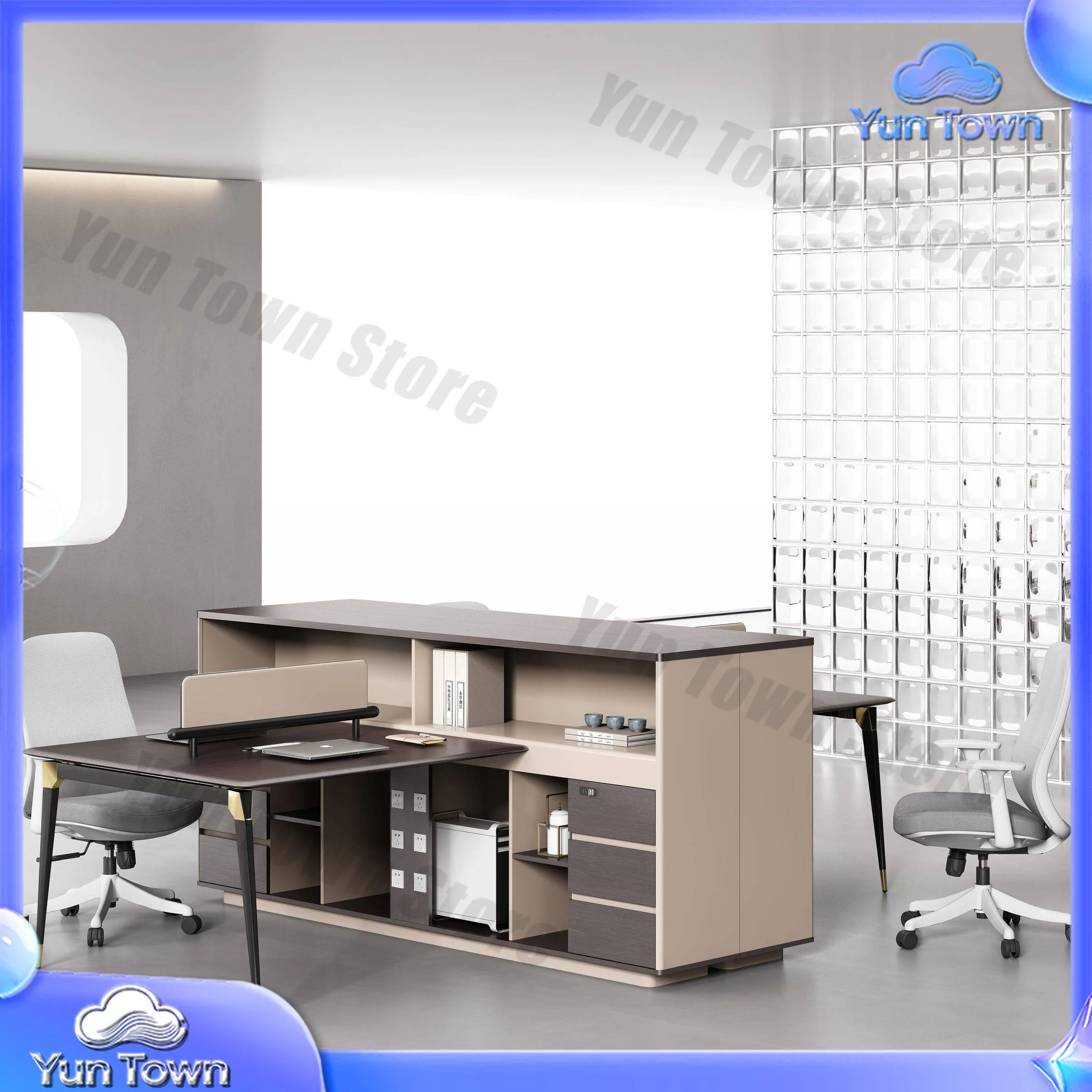Customizable Large Capacity Modern Design Modular Standing Office Desk With Durable Wooden Furniture File Cabinet Drawer