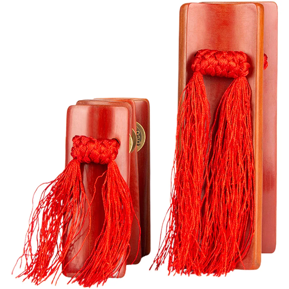 

2pcs Bamboo Kuaiban Chinese Castanet Clappers Traditional Percussion Instruments for Kids Adults Red Stage Performance