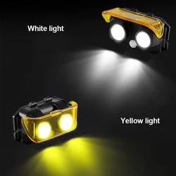 Led Headlamp Outdoor Camping Lantern Portable Headlight Head Lamp Usb Head Flashlight Torch 2 COB Yellow Light Dual Light Source