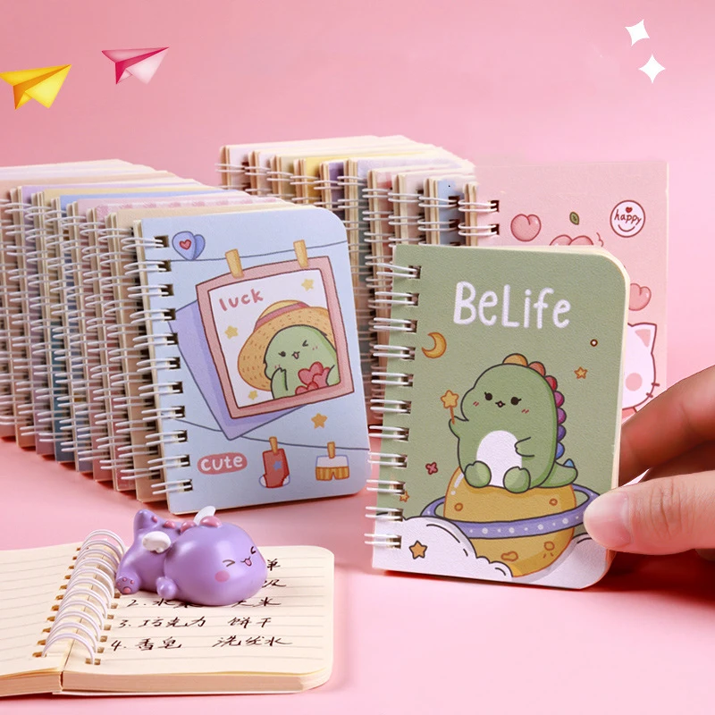 

4pcs Cartoon Notebook Small Coil Book Cute Students Portable A7 Mini Pocket Notepad Korea School Supplies Stationery Wholesale