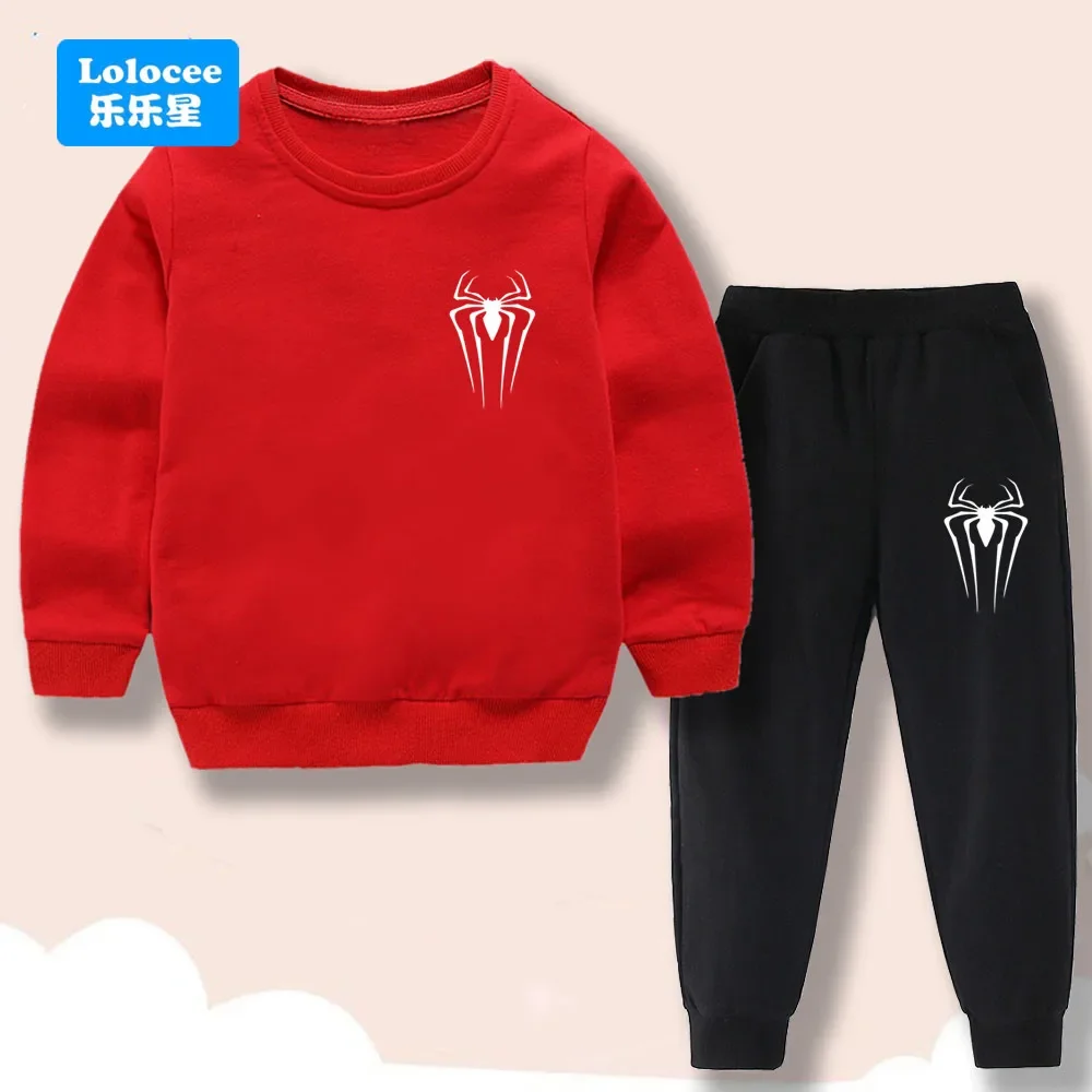 New Autumn/Winter Casual Set for Boys and Girls – Spider-Print Sportswear Set (Ages 3–14) XZZ01