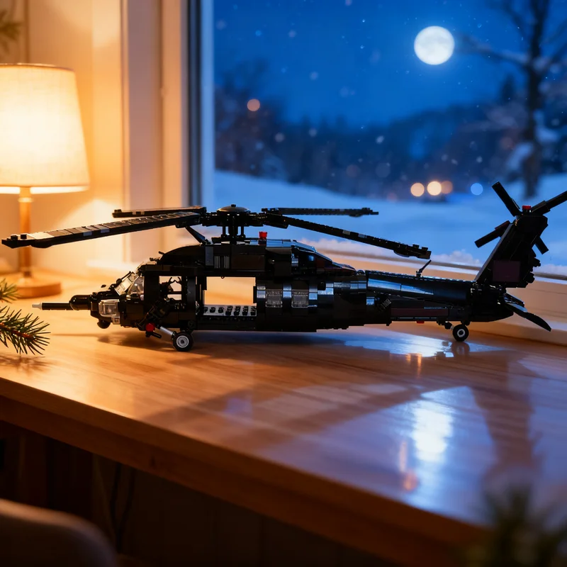 1306pcs MOC Creator Designer Sets MH-60L Black Hawk Helicopter Model Christmas Gift Room Decoration Home Display Shelf Accent