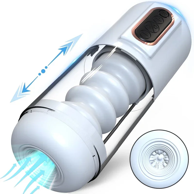 Automatic Thrusting Male Masturbator Tight Silicone Vagina Sex Toys for Men Adjustable Frequency Hands Free Pocket Pussy Machine