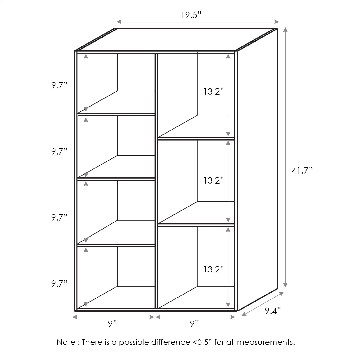 11048WH 7-Cube Reversible Open Shelf Bookcase, White