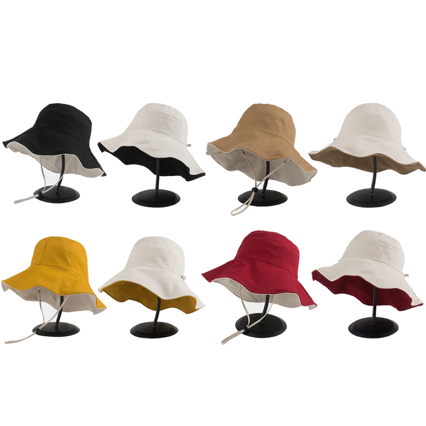 Double-sided Foldable Bucket Hat Fisherman Sun Hat for Women Girls Outdoor Beach Visor Hats Anti-UV Wide Brim Sunscreen Cap Caps