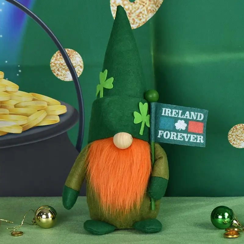 Św. Patryk krasnale dekoracje na dzień zielone Irish Lerechaun Tomte Elf ozdoby Irish dekoracje na dzień św. Patryk