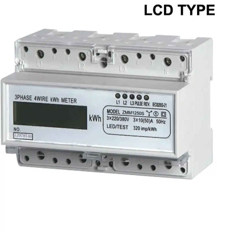 Three phase LCD 15/60A 415V 50/60HZ Energy kwh meter 3p factory sale  active power with 2pc free plastic meter seal view 2