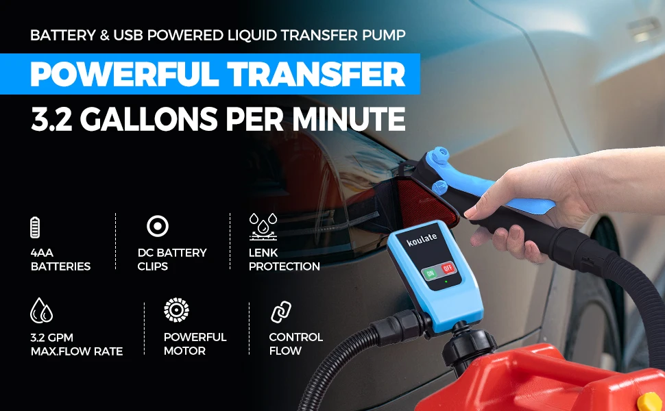 802M 12V portable fuel transfer pump 3.2 GPM orange