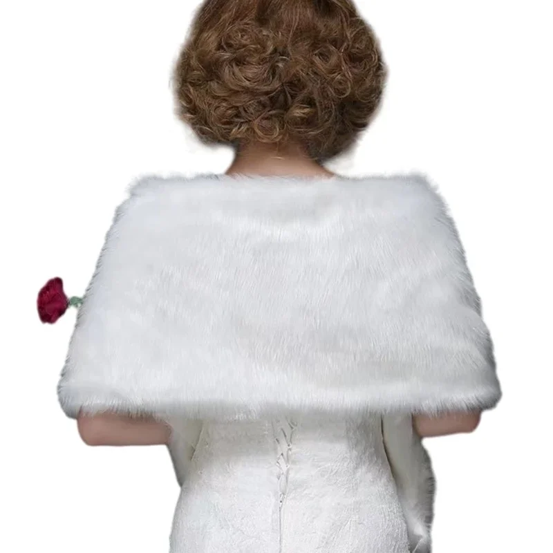 Cor sólida xale pelúcia peludo pescoço mais quente inverno casamento roubou feminino envoltório xale r7rf