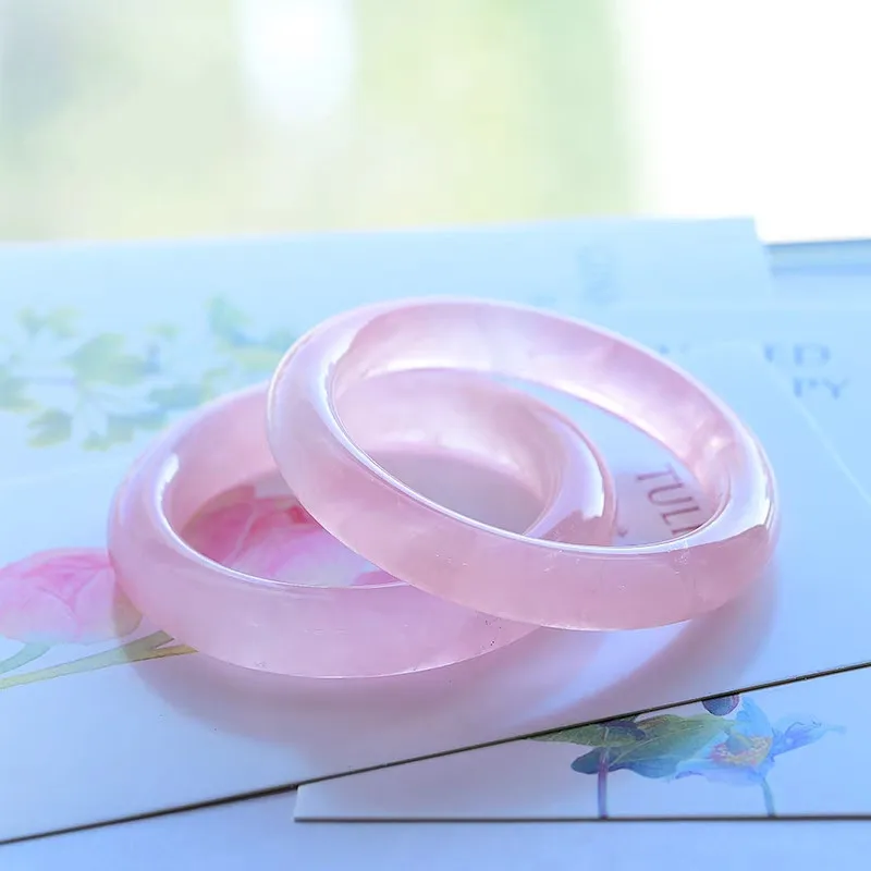 

Natural Pink Rose Quartz Bangle Woman Men Crystal Bangle Fashion Jewelry Love 55mm 56mm 57mm 58mm 59mm 60mm AAAAAA