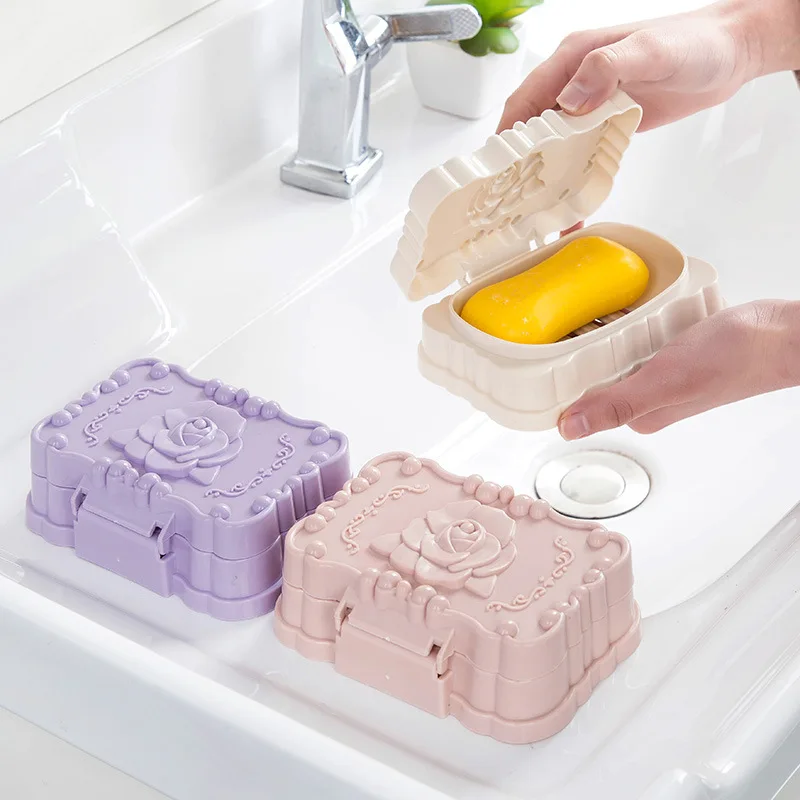 1PC Portable Bathroom Soap Dish With Lid Home Plastic Soap Box Keeps Soap Dry Soap Dish Travel Essentials Dropship