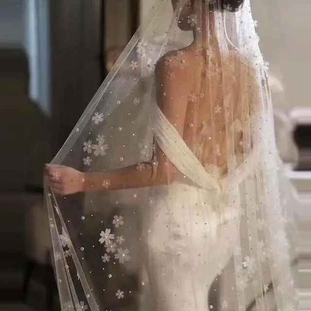 Luxury Bridal Veil Lace Wedding Veils For Brides Evening Dinner Party Dress Women Girl Gifts Hair Accessories Jewelry