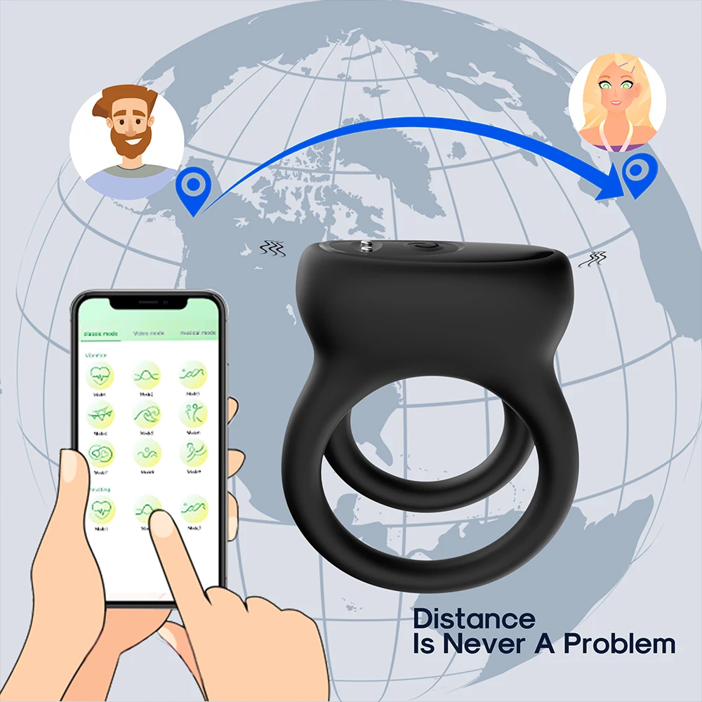 앱 제어 남성 페니스 콕 링 진동기, 사정 지연 진동기, 확대기 코킹 자위기, 성인용 섹스 토이