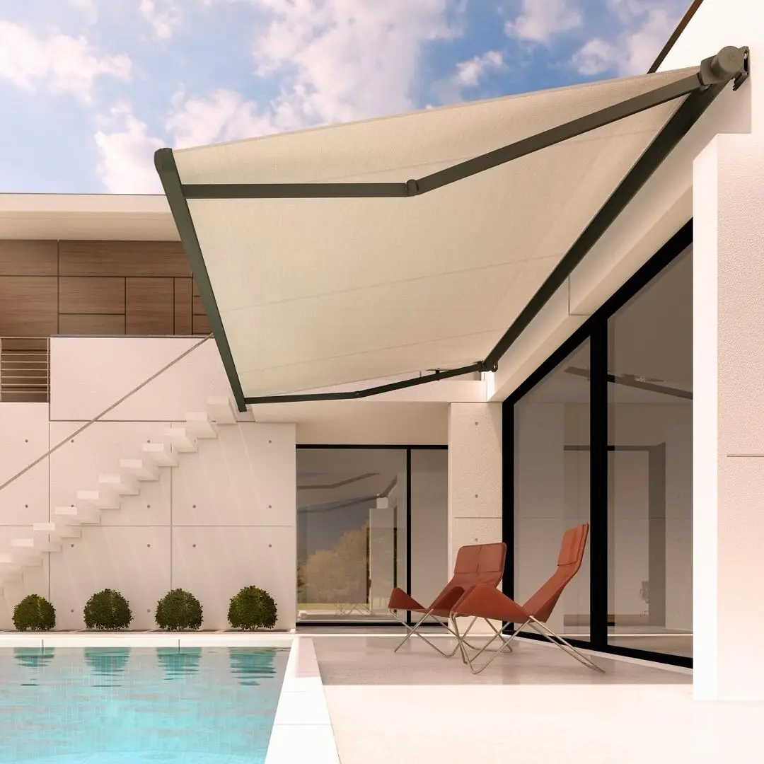 

Sleek Aluminum Alloy Frame Simple Style Patio Awning Sunshade Provide Security Hurricane Resistant Waterproof Awning for Outdoor