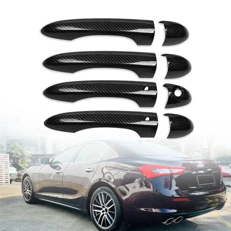 1 Set Carbon Fiber Door Handle Cover Trim For Maserati Ghibli Sedan Trofeo Smart Door Handle