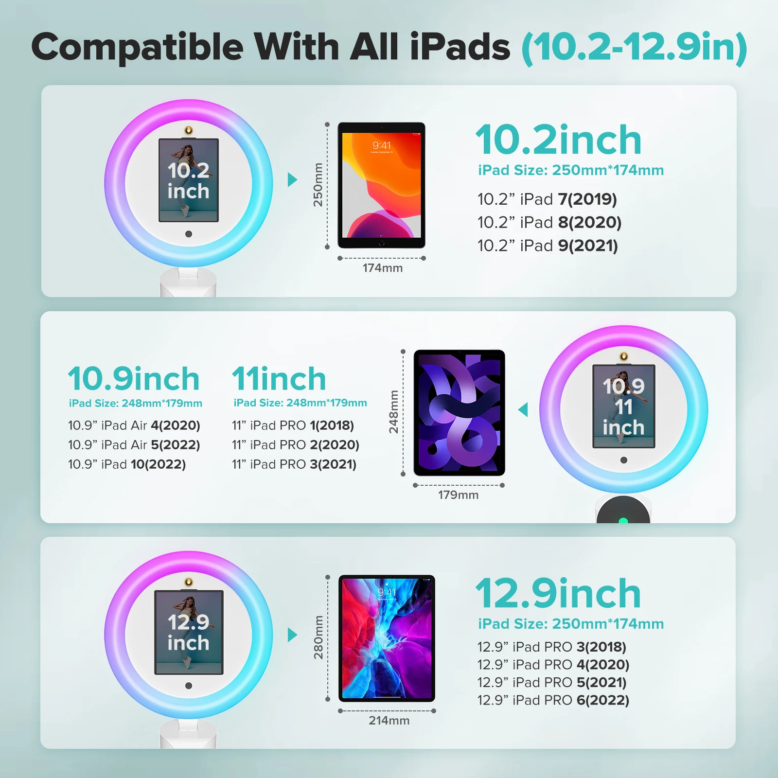 Portable Photo Booth with Remote/APP Control ipad Photobooth with RGB Ring Light Photo Booth Stand Machine for Party Wedding