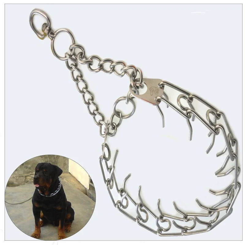 45/50/55/60cm verstellbare Hunde training Halsband Kette Haustier versorgung Metall Stahl zinken Prise Choke profession elle Hunde training Lieferungen – Detail 1