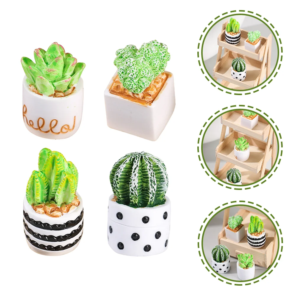 Potted Prickly Pear Artificial Cactus with Pots Fake Bonsai Mini Faux Embellishments for Crafts