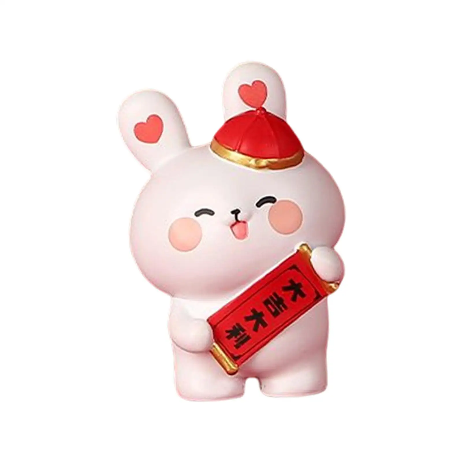 Chinese Style Rabbit Ornament Car Dashboard Figurine Resin Desk Crafts Statue for Home Living Room Office Bookshelf Accent Decor